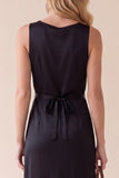 Black Round Neck A Line Lace Midi Wedding Guest Dress