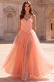 Corset Strapless A Line Pink Maxi Prom Dress With Pearls