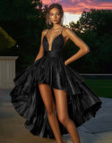 Metallic Gold High Low A Line Homecoming Dress