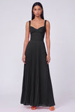 ColorBlock Orange and Fuchsia Pleated A Line Formal Dress