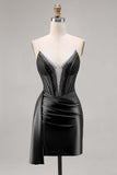 Bodycon Corset Beaded Navy Homecoming Dress With Sash
