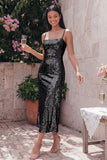Sparkly Gold A Line Midi Wedding Guest Dress