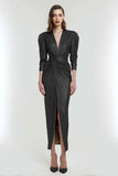 Sheath V-Neck Ruched Light Gold Formal Dress With Slit