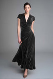 Velvet Caramel V-Neck Sheath Formal Dress