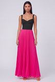 ColorBlock Orange and Fuchsia Pleated A Line Formal Dress