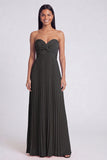 Strapless Pink and Orange ColorBlock Pleated A Line Formal Dress