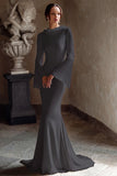 Mermaid Ivory Cowl Neck Bridal Shower Dress With Flare Sleeves