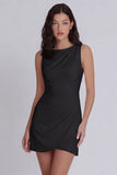 Satin Sleeveless Ruched Bodycon Mini White Dress