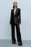 Gold Peak Lapel Sequined 2-Piece Women Prom Suits
