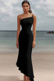 One Shoulder White Asymmetrical Engagement Dress