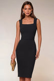 Bodycon Navy Spaghetti Straps Midi Work Dress