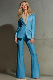 Shawl Lapel White 2-Piece Women Work Suits With Sequins