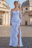 Off the Shoulder Ruffled Lilac Mermaid Prom Dress