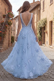 Yellow A Line Square Neck Prom Dress with Pearls