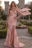 Mermaid Strapless Blush Corset Prom Dress