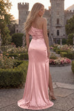 One Shoulder Mermaid Blush Ruched Prom Dress