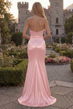 Green Mermaid Strapless Ruched Prom Dress