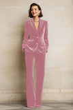 Purple Velvet Peak Lapel 2 Piece Women Suits