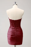 Fuchsia Sweetheart Corset Tight Homecoming Dress with Beading