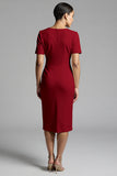 Ruched Champagne Bodycon Midi Dress