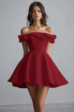 Off The Shoulder A Line Mini White Graduation Dress