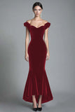 Off the Shoulder Mermaid Black Velvet Long Formal Dress