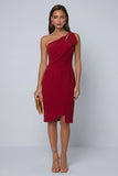 Black One Shoulder Cut Out Work Dress with Slit