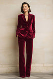 Purple Velvet Peak Lapel 2 Piece Women Suits