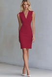 Ivory V Neck Bodycon Work Dress