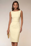 Ivory Bodycon Midi Work Dress with Slit