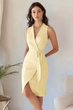 Blue Sheath Midi Work Dress with Sash