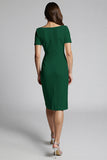 Ruffled Champagne Sheath Midi Dress with Slit
