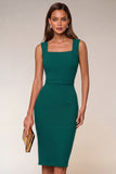 Bodycon Navy Spaghetti Straps Midi Work Dress