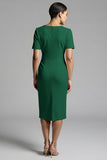 Ruched Champagne Bodycon Midi Dress