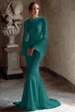 Mermaid Ivory Cowl Neck Bridal Shower Dress With Flare Sleeves
