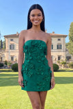 Strapless Blue Floral Homecoming Dress
