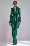 Red Peak Lapel 2-Piece Women Prom Suits with Sequins