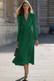 Sky Blue Peak Laplel Long Sleeve Midi Work Dress