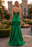 Strapless Corset Mermaid Burgundy Appliqued Prom Dress