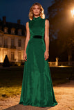 Pink High Neck Velvet Long Formal Dress