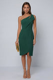 Black One Shoulder Cut Out Work Dress with Slit