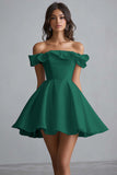 Off The Shoulder A Line Mini White Graduation Dress