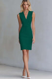 Ivory V Neck Bodycon Work Dress