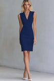 Ivory V Neck Bodycon Work Dress
