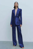 Gold Peak Lapel Sequined 2-Piece Women Prom Suits