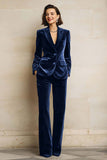 Purple Velvet Peak Lapel 2 Piece Women Suits