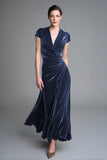 Velvet Caramel V-Neck Sheath Formal Dress