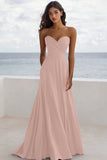 Strapless Burgundy A Line Ruched Formal Dress