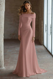 Off The Shoulder Ivory Engagement Dress With Long Sleeves