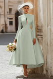 Satin A-Line Ivory Cut Out Midi Wedding Dress